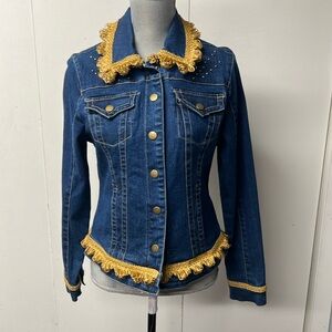 New Denim jacket with gold embellishments. Hand done.